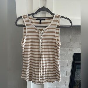 White House Black Market Tan Tie Front Fitted Tank Top